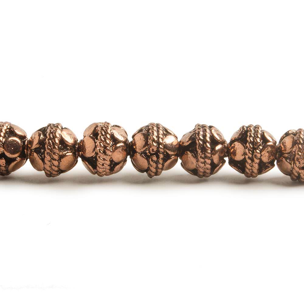 6mm Copper Round Bali Design 8 inch 33 pcs - Beadsofcambay.com