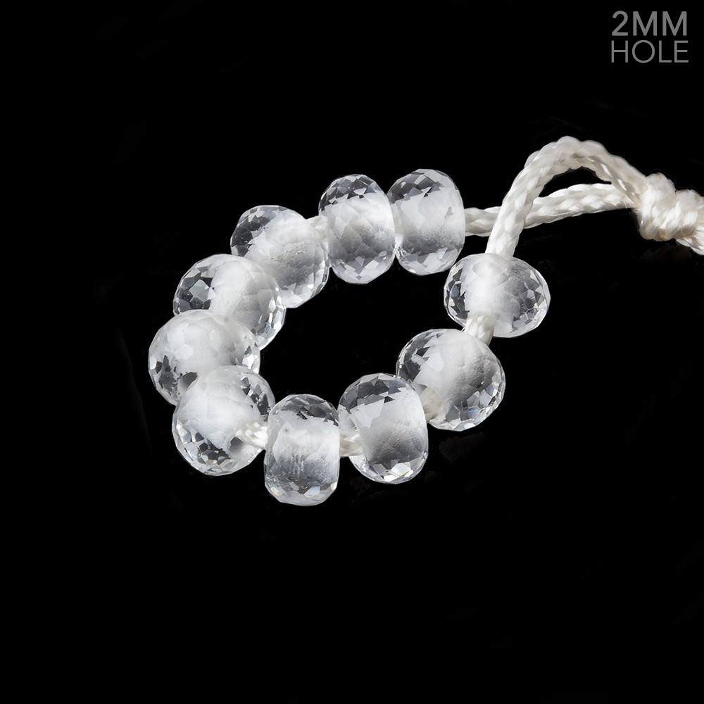 6mm Crystal Quartz 2mm Large Hole Faceted Rondelle Set of 10 Beads - Beadsofcambay.com