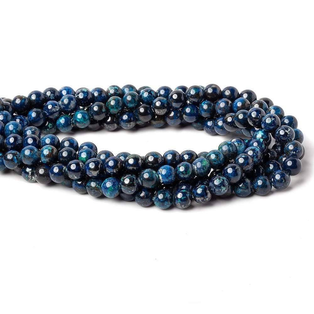 6mm Dark Chrysocolla Plain Rounds 16 inch 67 beads AA - Beadsofcambay.com