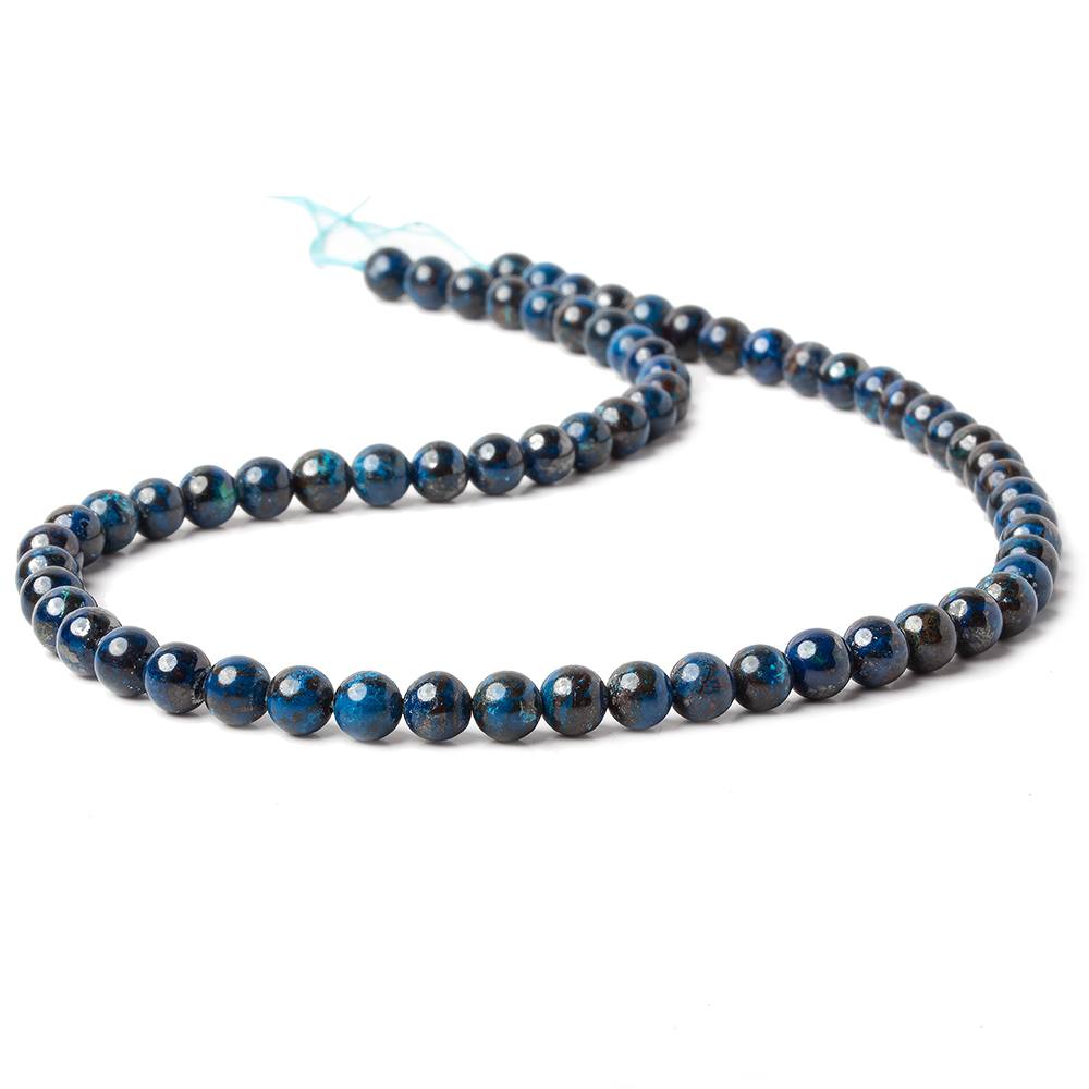 6mm Dark Chrysocolla Plain Rounds 16 inch 67 beads AA - Beadsofcambay.com