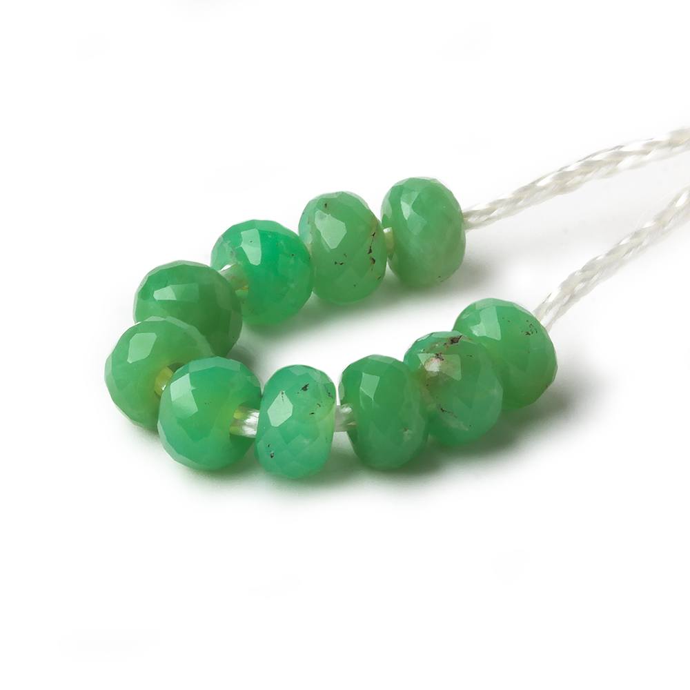 6mm Dark Chrysoprase 2mm Large Hole Faceted Rondelle Set of 10 Beads - Beadsofcambay.com