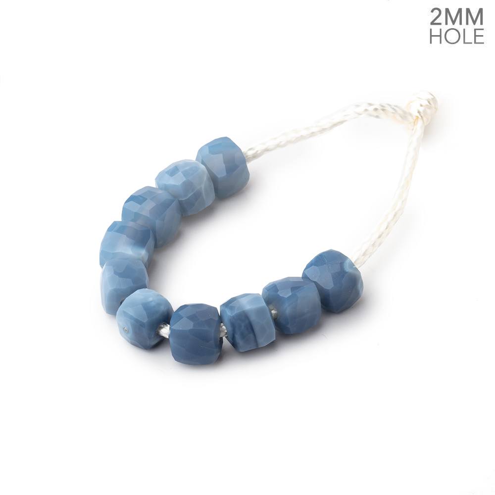 6mm Dark Owyhee Denim Blue Opal 2mm Large Hole Faceted Cube Beads Set of 10 - Beadsofcambay.com