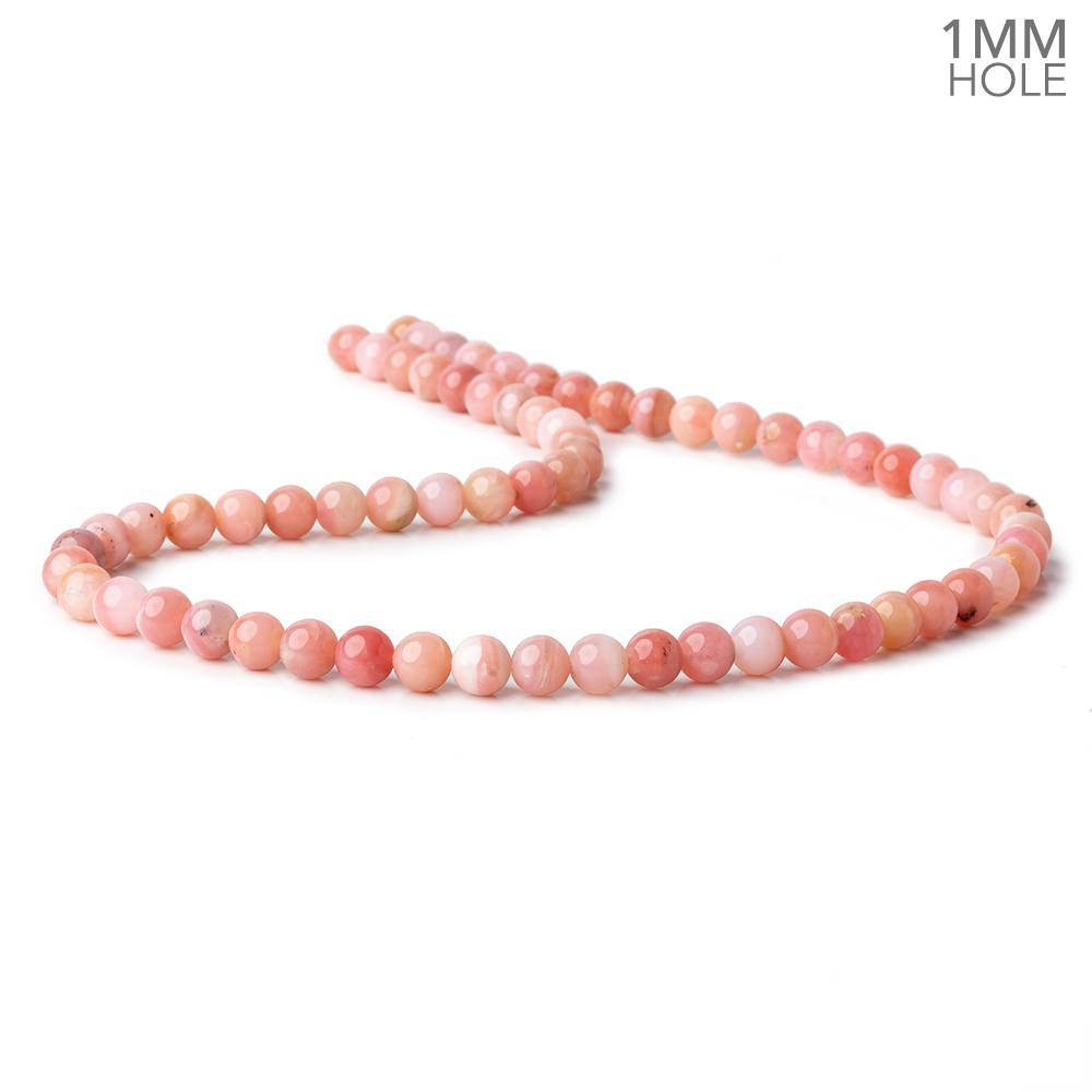6mm Dark Pink Peruvian Opal plain round large hole beads 16 inch 69 pieces A - Beadsofcambay.com