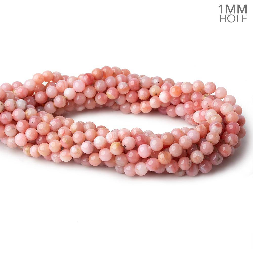6mm Dark Pink Peruvian Opal plain round large hole beads 16 inch 69 pieces A - Beadsofcambay.com