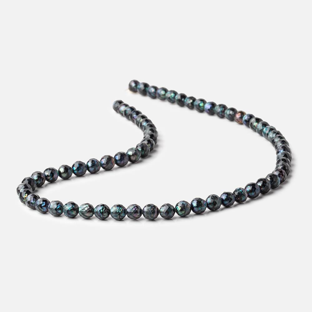 6mm Dark Teal Faceted Round Freshwater Pearls 15.5 inch 63 pieces - Beadsofcambay.com