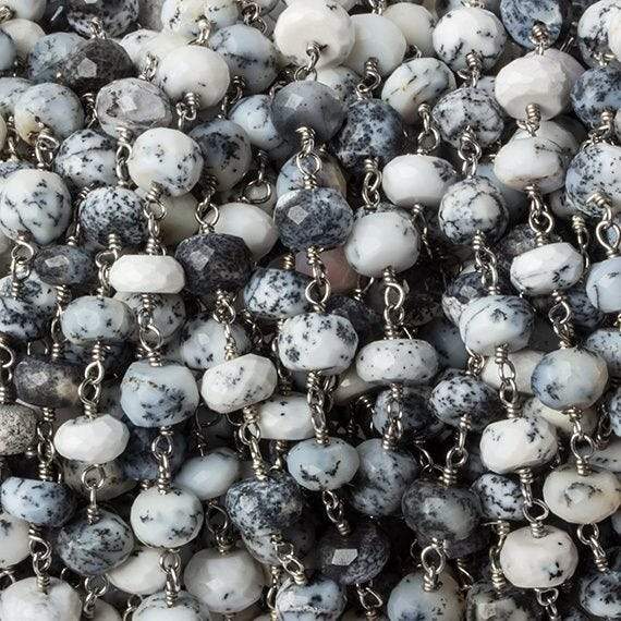 6mm Dendritic Opal faceted rondelle Silver Chain by the foot 30 pcs - Beadsofcambay.com