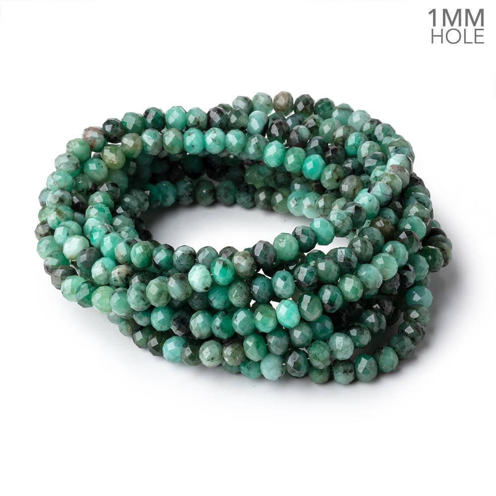 Beadsofcambay 6mm Emerald Faceted Rondelle Beads 16 inch 88 pieces 1mm hole