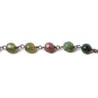 6mm Fancy Jasper faceted round Black Gold chain by the foot 28 pieces - Beadsofcambay.com
