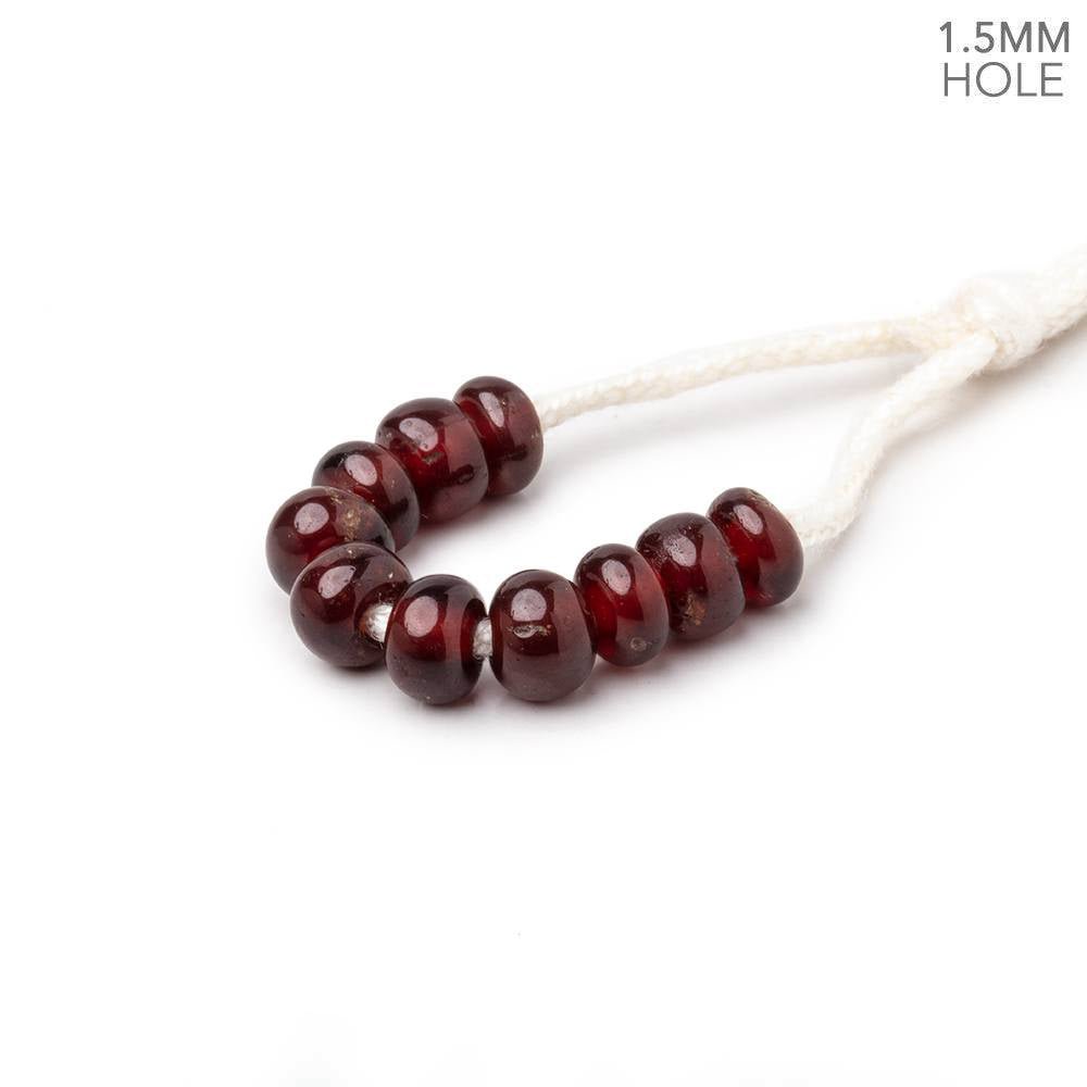6mm Garnet 1.5mm Large Hole Plain Rondelle Set of 10 - Beadsofcambay.com