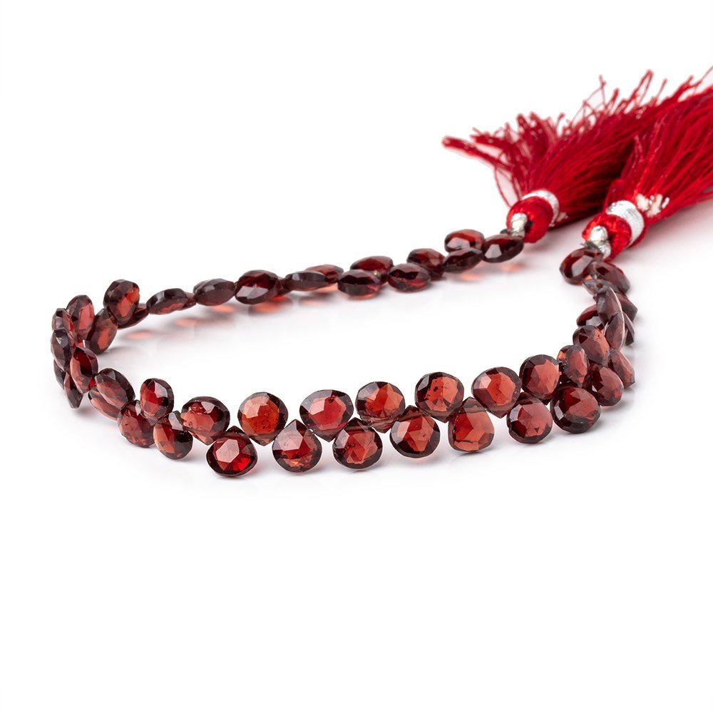6mm Garnet Faceted Heart Beads 8 inch 56 pieces - Beadsofcambay.com