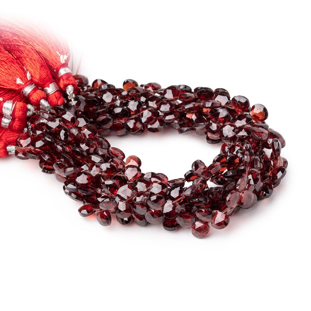 6mm Garnet Faceted Heart Beads 8 inch 56 pieces - Beadsofcambay.com