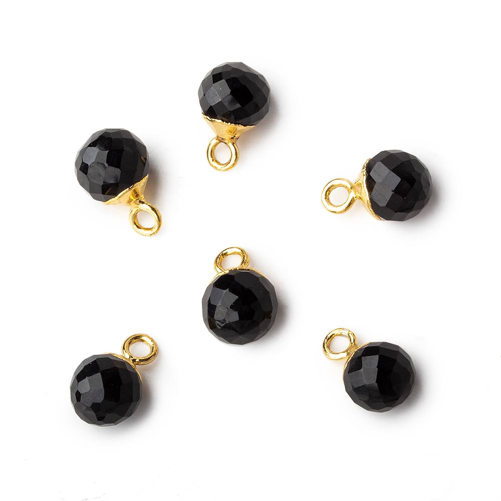 6mm Gold Leafed Black Chalcedony Candy Kiss focal bead Pendant sold as 1 piece - Beadsofcambay.com