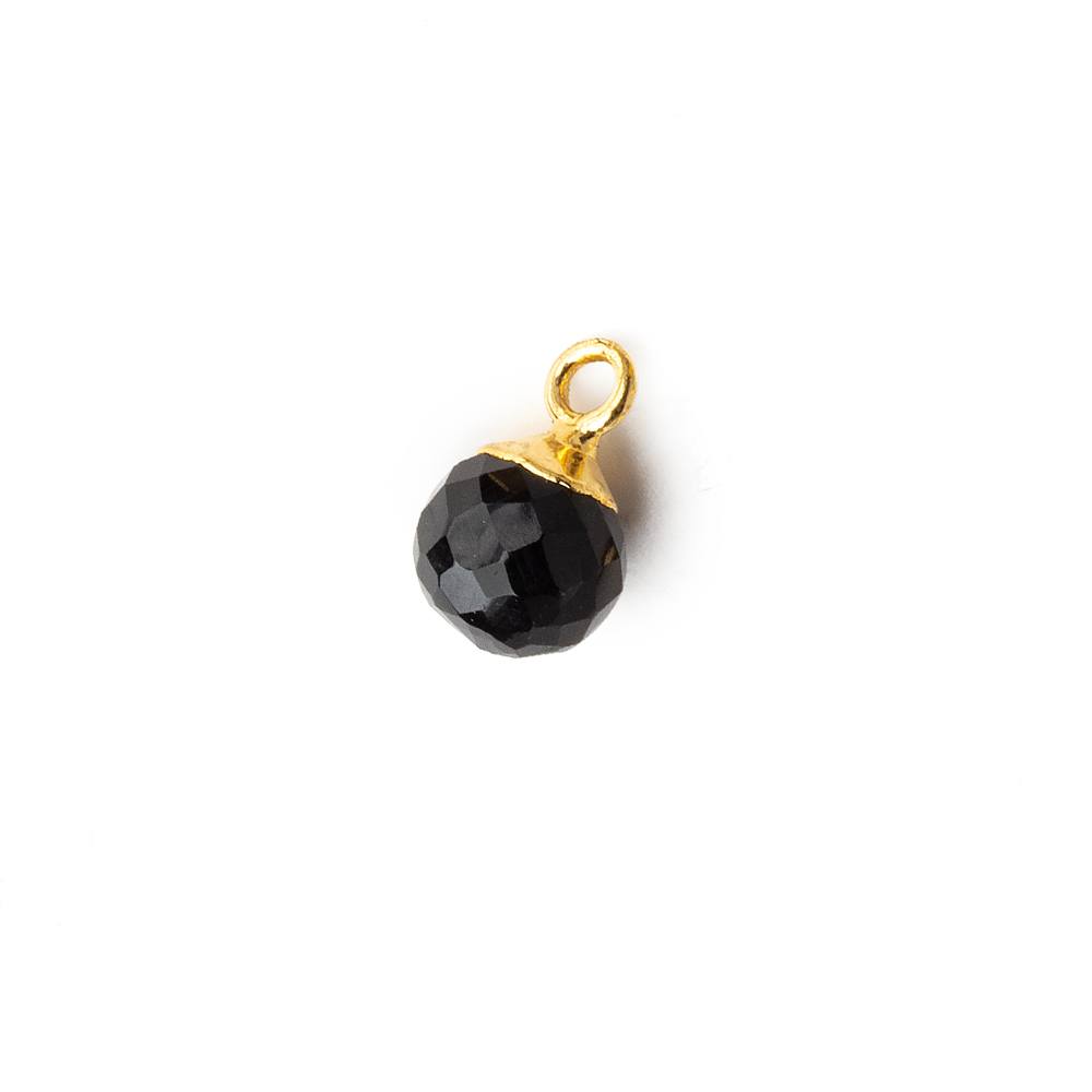 6mm Gold Leafed Black Chalcedony Candy Kiss focal bead Pendant sold as 1 piece - Beadsofcambay.com