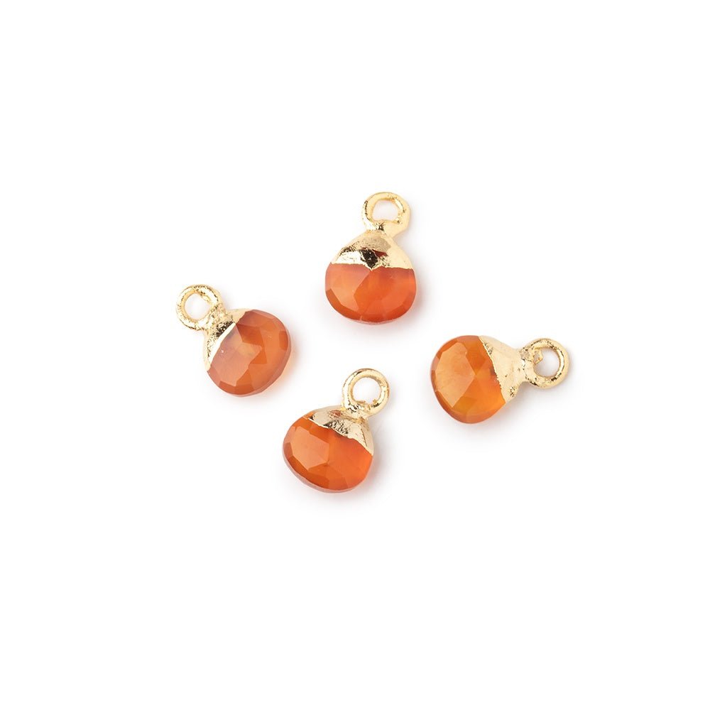 6mm Gold Leafed Carnelian Faceted Heart Set of 4 Pendants - Beadsofcambay.com