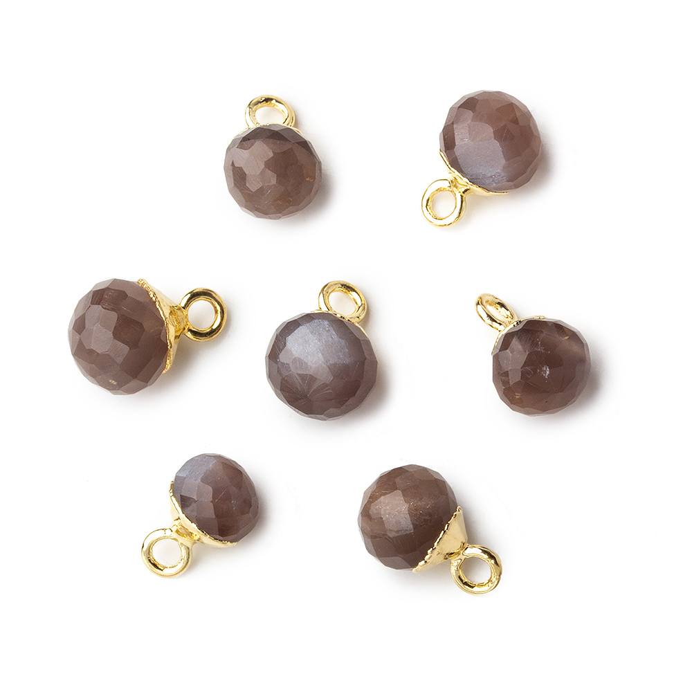 6mm Gold Leafed Chocolate Brown Moonstone Candy Kiss focal bead Pendant sold as 1 piece - Beadsofcambay.com