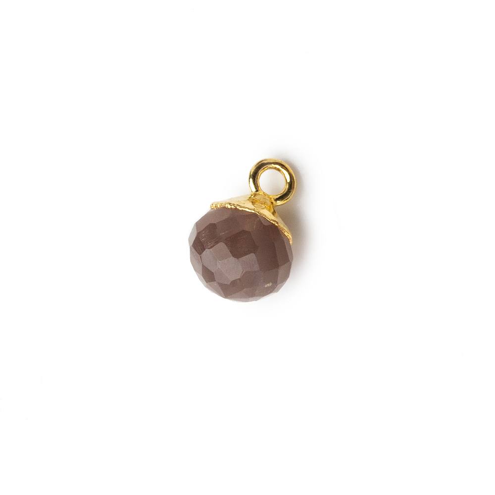 6mm Gold Leafed Chocolate Brown Moonstone Candy Kiss focal bead Pendant sold as 1 piece - Beadsofcambay.com