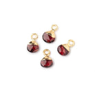 6mm Gold Leafed Garnet Faceted Heart Set of 4 Pendants - Beadsofcambay.com
