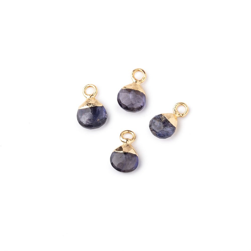 6mm Gold Leafed Iolite Faceted Heart Set of 4 Pendants - Beadsofcambay.com