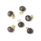 6mm Gold Leafed Platinum Grey Moonstone Candy Kiss focal bead Pendant sold as 1 piece - Beadsofcambay.com