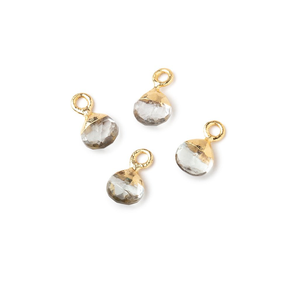 6mm Gold Leafed Prasiolite Faceted Heart Set of 4 Pendants - Beadsofcambay.com