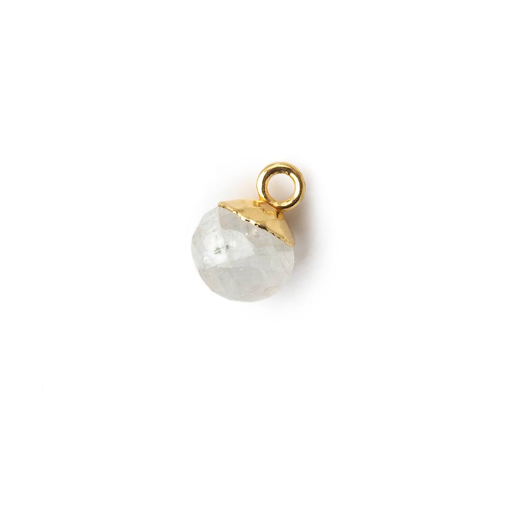6mm Gold Leafed Rainbow Moonstone Candy Kiss focal bead Pendant sold as 1 piece - Beadsofcambay.com