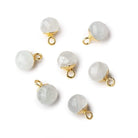 6mm Gold Leafed Rainbow Moonstone Candy Kiss focal bead Pendant sold as 1 piece - Beadsofcambay.com