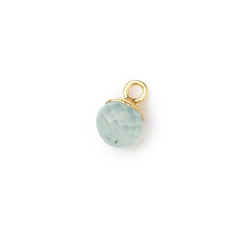 6mm Gold Leafed Seafoam Green Chalcedony Candy Kiss focal bead Pendant sold as 1 piece - Beadsofcambay.com