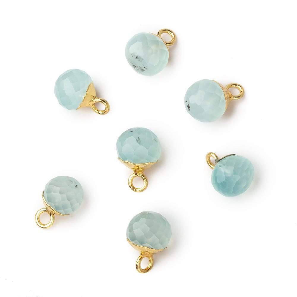 6mm Gold Leafed Seafoam Green Chalcedony Candy Kiss focal bead Pendant sold as 1 piece - Beadsofcambay.com