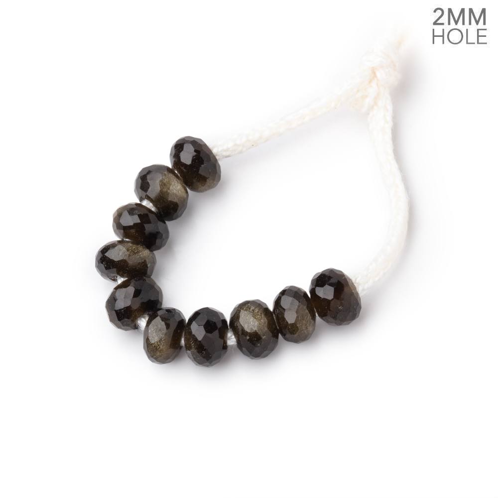 6mm Golden Sheen Obsidian 2mm Large Hole Faceted Rondelle Beads Set of 10 - Beadsofcambay.com
