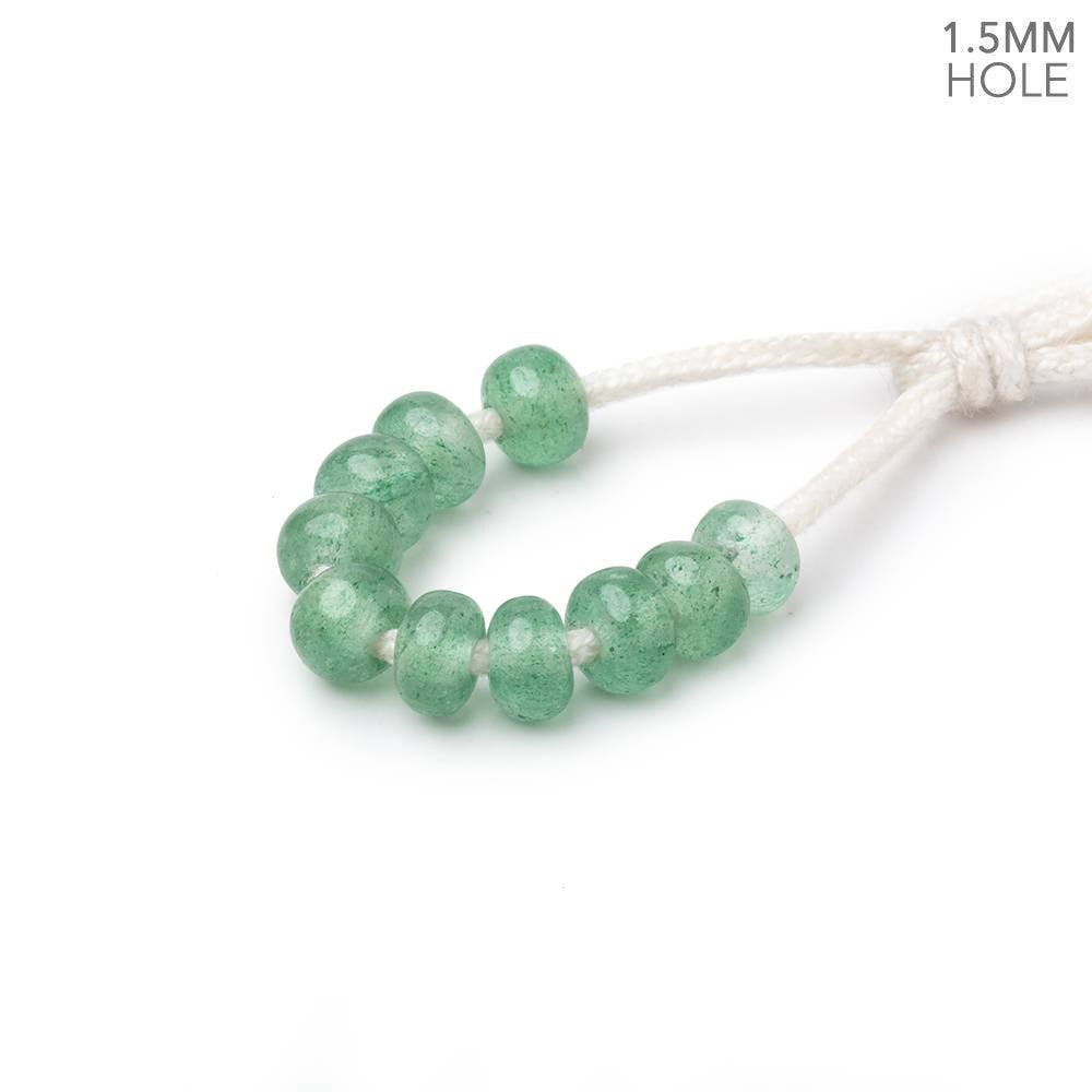 6mm Green Aventurine 1.5mm Large Hole Plain Rondelle Set of 10 - Beadsofcambay.com