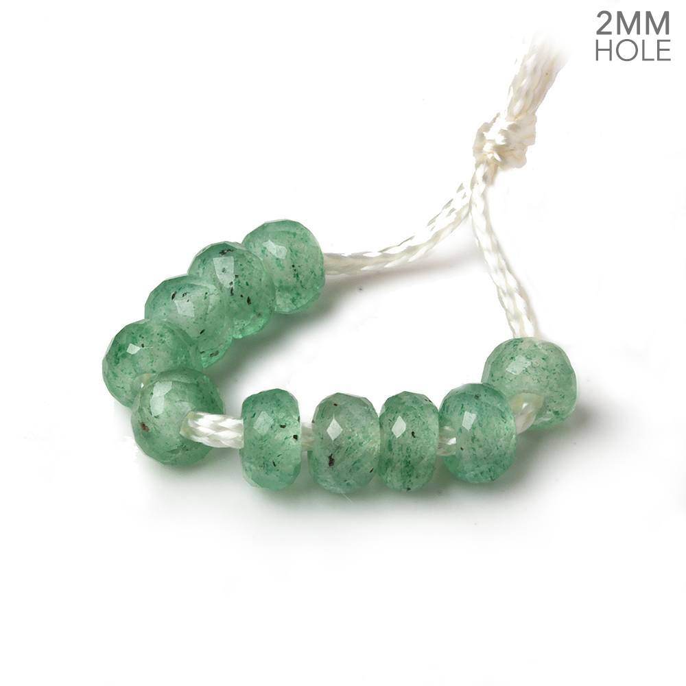 6mm Green Aventurine 2mm Large Hole Faceted Rondelle Bead Set of 10 - Beadsofcambay.com