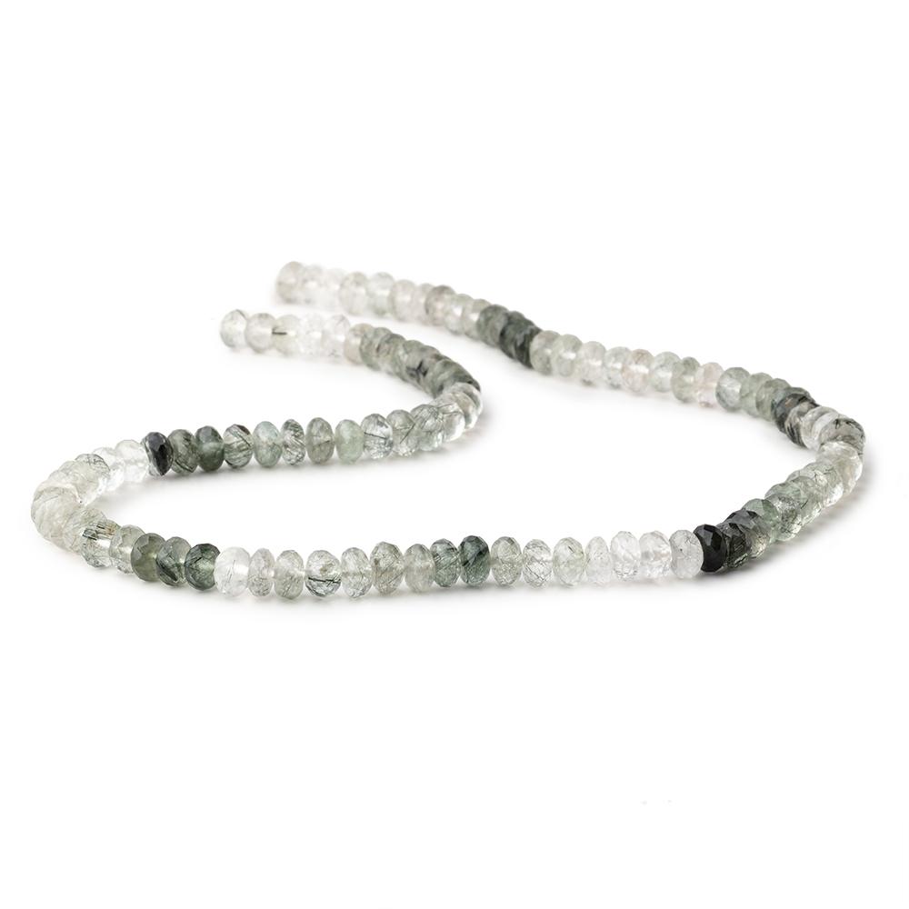 6mm Green Tourmalinated Quartz Faceted Rondelle Beads 15 inch 100 pieces - Beadsofcambay.com