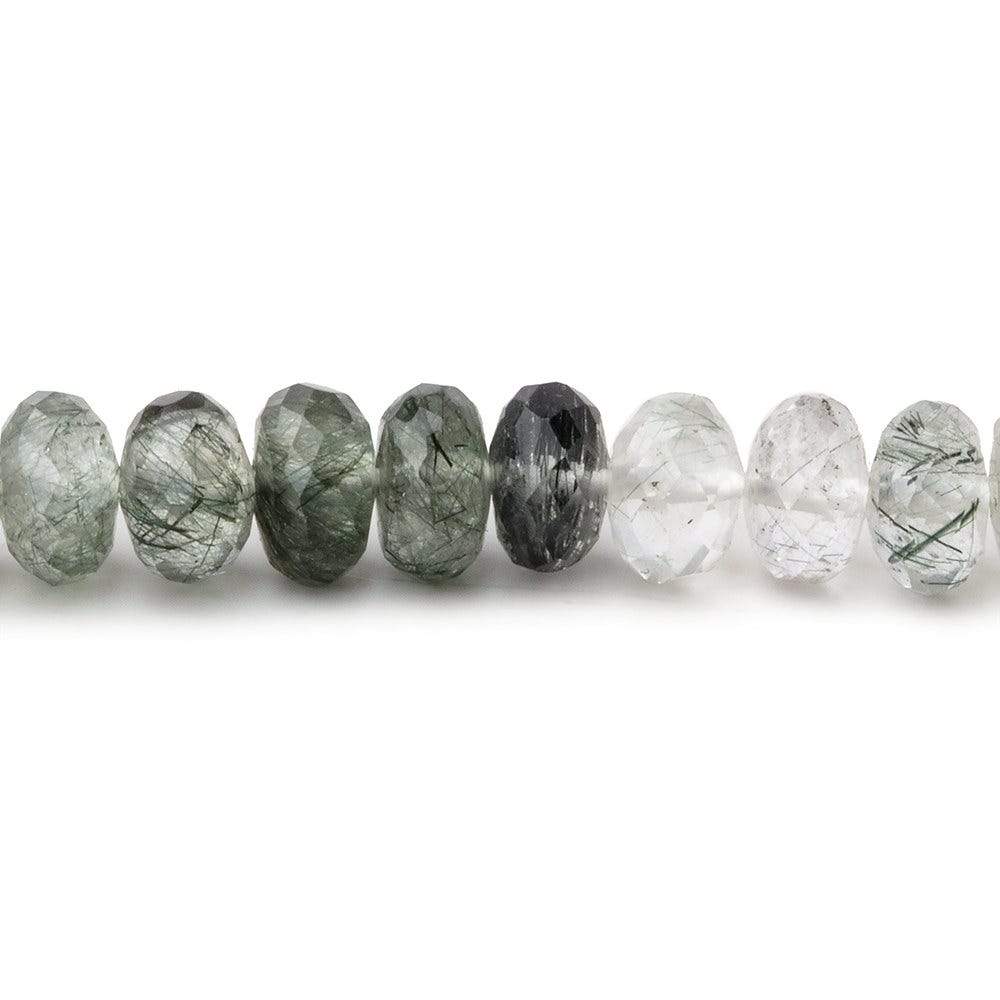6mm Green Tourmalinated Quartz Faceted Rondelle Beads 15 inch 100 pieces - Beadsofcambay.com