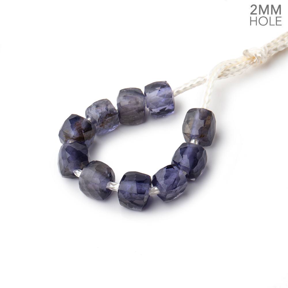 6mm Iolite 2mm Large Hole Faceted Cube Beads Set of 10 - Beadsofcambay.com