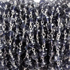 6mm Iolite faceted rondelle .925 Silver Chain by the foot 32 pieces - Beadsofcambay.com