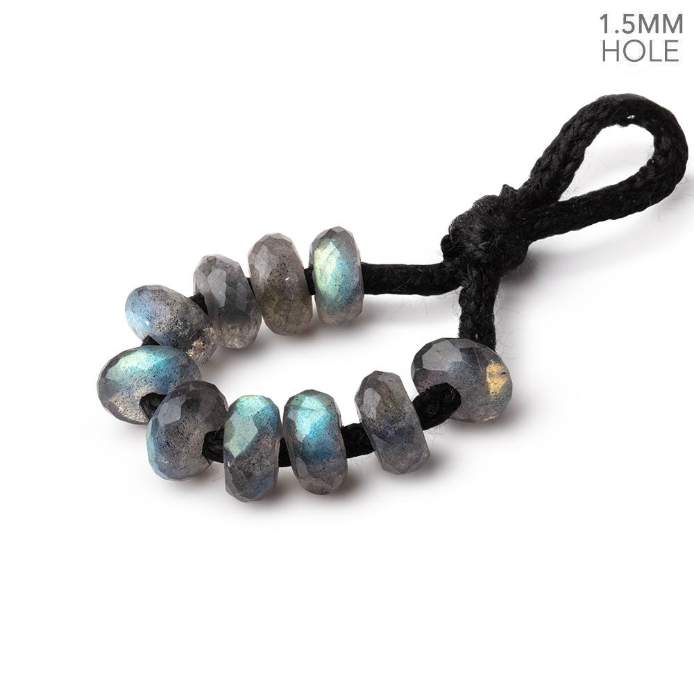 6mm Labradorite 1.5mm Large Hole Faceted Rondelle Set of 10 Beads - Beadsofcambay.com