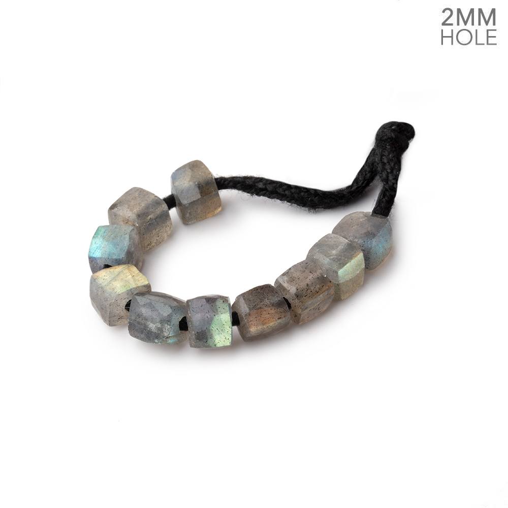 6mm Labradorite 2mm Large Hole Faceted Cube Beads Set of 8 - Beadsofcambay.com