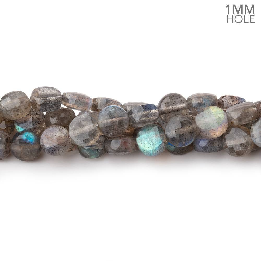 BeadsofCambay 6mm Labradorite Checkerboard Calibrated Faceted Coins 15 inch 60 beads