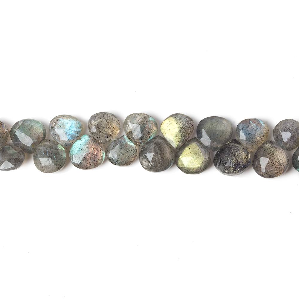 6mm Labradorite Faceted Heart Beads 7 inch 50 pieces - Beadsofcambay.com