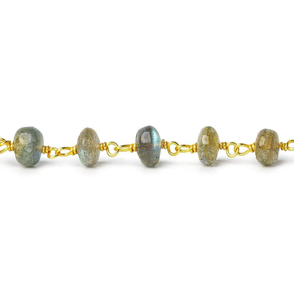 6mm Labradorite plain rondelle Vermeil Chain by the foot 35 pcs - Beadsofcambay.com
