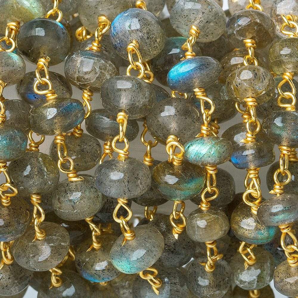 6mm Labradorite plain rondelle Vermeil Chain by the foot 35 pcs - Beadsofcambay.com