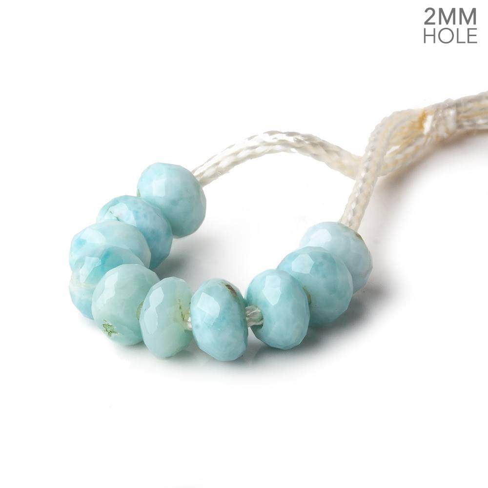 6mm Larimar 2mm Large Hole Faceted Rondelle Set of 10 Beads - Beadsofcambay.com