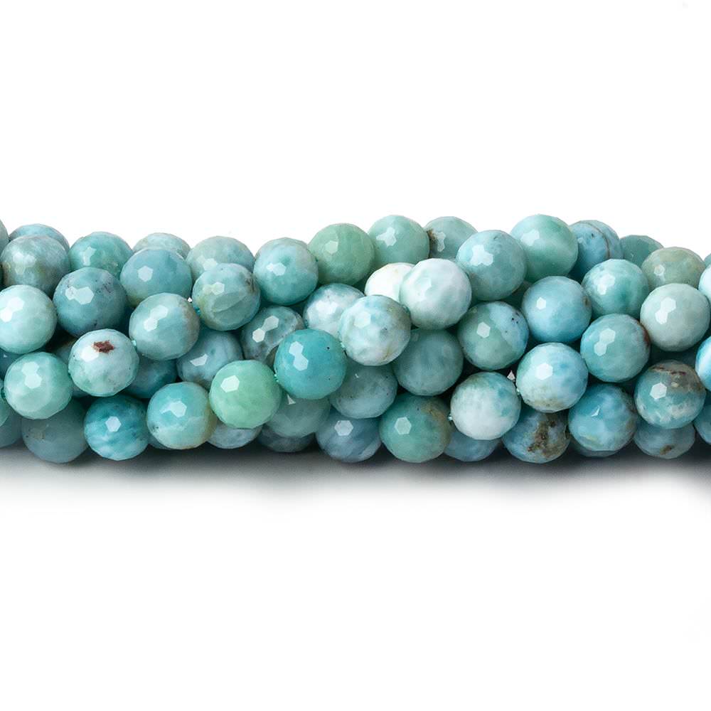 6mm Larimar faceted rounds 15.5 inch 69 beads - Beadsofcambay.com