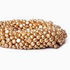 6mm Latte Golden Brown Button Freshwater Pearls 16 inch 61 pcs AAA - Beadsofcambay.com