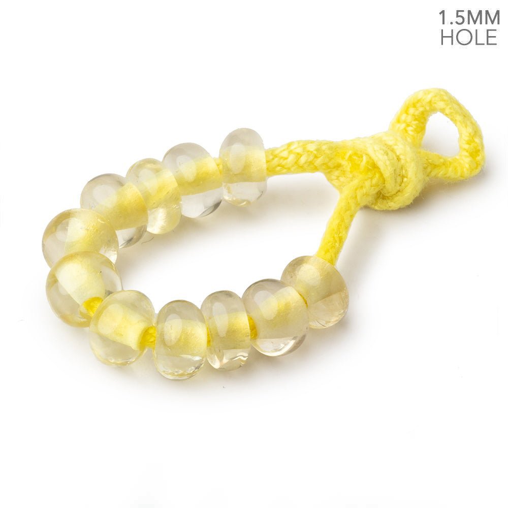 6mm Lemon Quartz 1.5mm Large Hole Plain Rondelle Set of 10 - Beadsofcambay.com