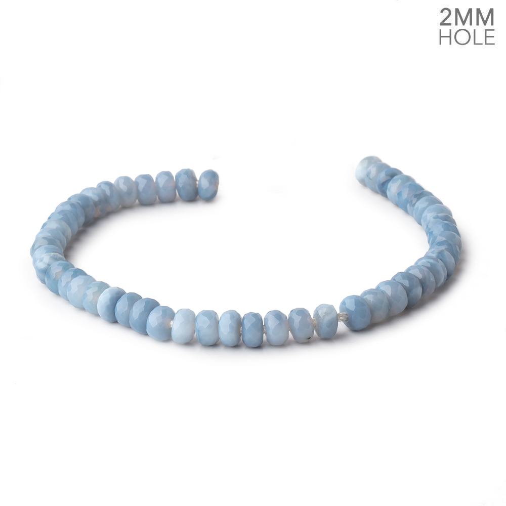 6mm Light Blue Owyhee Denim Opal 2mm Large Hole Faceted Rondelles 8 inch 46 beads - Beadsofcambay.com