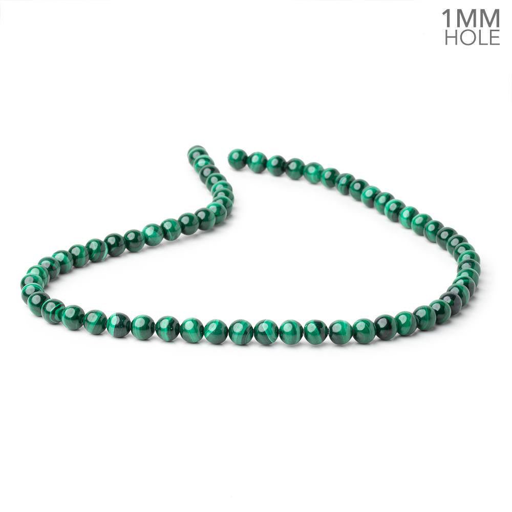 6mm Malachite Plain Round Beads 15.5 inch 64 pieces 1mm Hole - Beadsofcambay.com