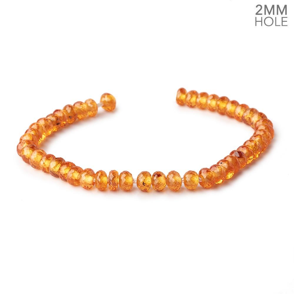 6mm Mandarin Garnet 2mm Large Hole Faceted Rondelles 8 inch 44 Beads AAA - Beadsofcambay.com