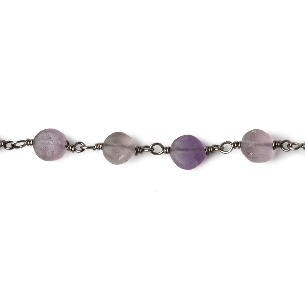 6mm Matte Amethyst plain coin Black Gold plated Chain by the foot 26 pieces - Beadsofcambay.com