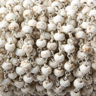 6mm Matte Howlite faceted rondelle Silver plated Chain by the foot 28 pieces - Beadsofcambay.com